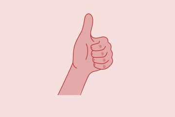 Drawing of hand giving the thumbs up signal against a pink background