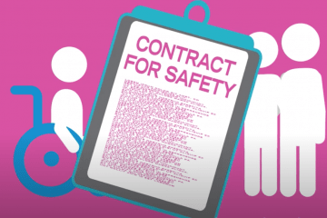 Family holding a contract for safety