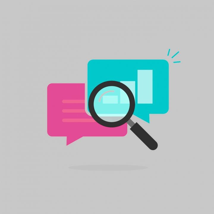 Icon of microscope against documents against gray background