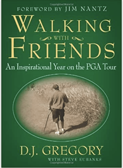Book Cover: Walking with friends with an image of a man using a crutch to walk down a dirt path
