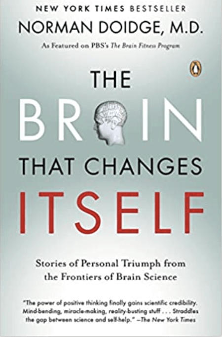 Book Cover: The Brain that Changes Itself with the image of a human head at the center of the word brain.