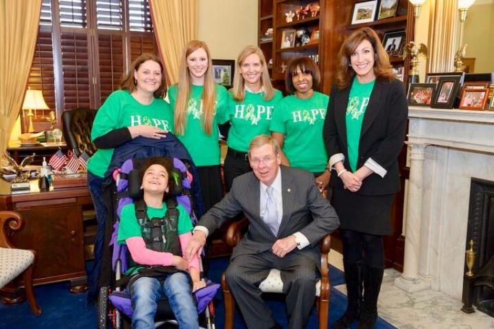 Patient Advocates on Capital hill wearing their green CP awareness t-shirts