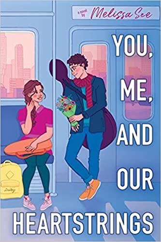 You, me and our heartstrings with an image of a young woman seated and a man standing on a subway