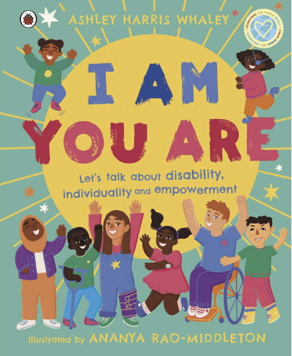 Image of the book cover, I AM YOU ARE, which has physically and ethnically diverse individuals celebrating.