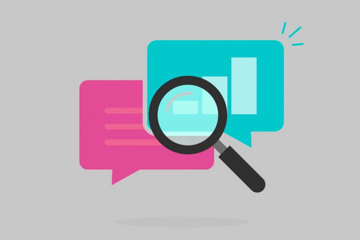 Icon of microscope against documents against gray background