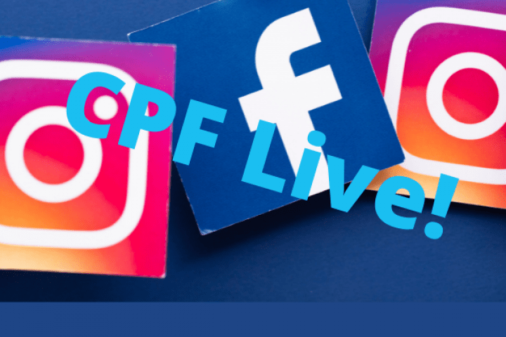Facebook and Instagram logos with the heading CPF LIve!