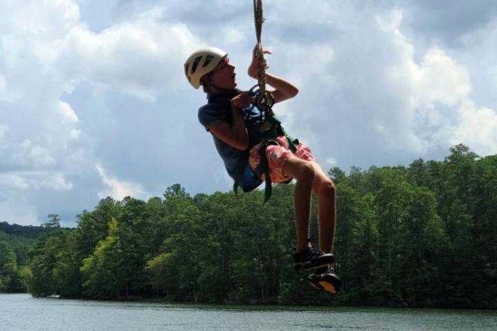 ziplining at camp