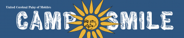 Logo for Camp Smile with a sunshine in the center