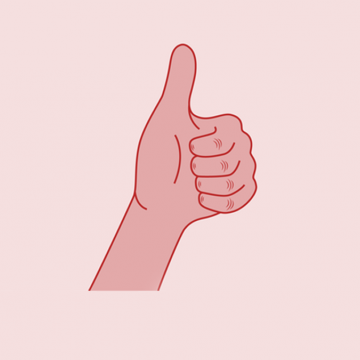 Drawing of hand giving the thumbs up signal against a pink background