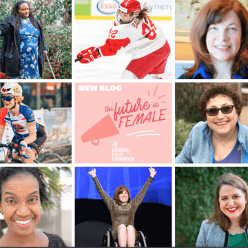 "The Future Is Female" written in text in the center surrounded by images of several women advocates with disabilities