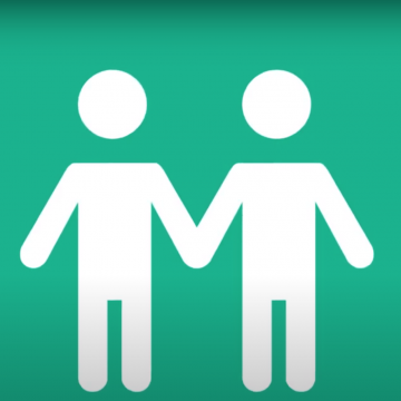 Representation of two siblings holding hands 