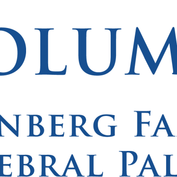 Blue crown symbol in the upper left corner next to the word Columbia Weinberg Family Cerebral Palsy Center