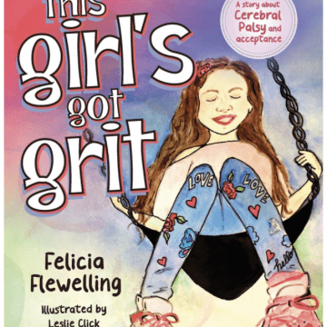 Drawing of a girl on a swing with the title This Girl's Got Grit