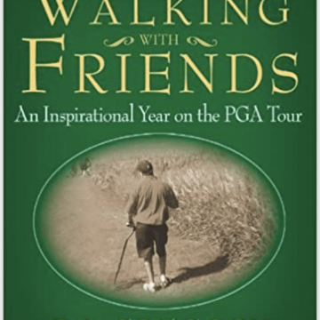 Book Cover: Walking with friends with an image of a man using a crutch to walk down a dirt path