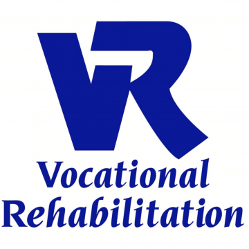 VR - Vocational Rehabilitation Logo in blue letters