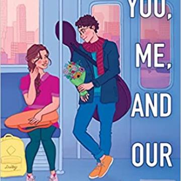 You, me and our heartstrings with an image of a young woman seated and a man standing on a subway