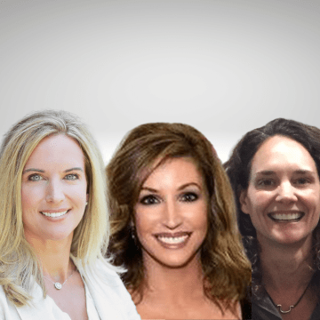 Wendy Sullivan has long blonde hair is smiling and wearing a white suit jacket, Cynthia Frisina has long brown hair and is smiling, wearing a black top and Jen Lyman has long, curly brown hair and is smiling wearing an olive green top.