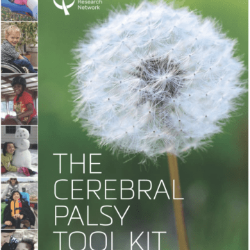 The Cerebral Palsy Toolkit: From Diagnosis to Understanding with an image of a dandelion and several images of families and children.