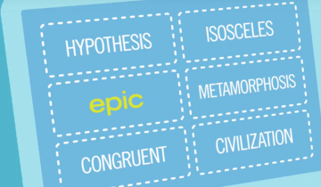 Drawing of AAC device with the word "epic" selected