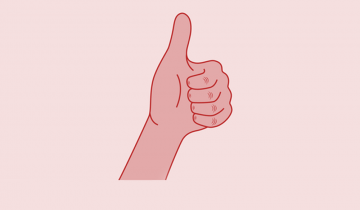 Drawing of hand giving the thumbs up signal against a pink background