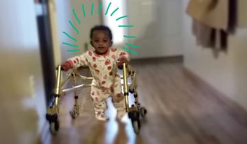 Tylynn (2 years old) using her walker