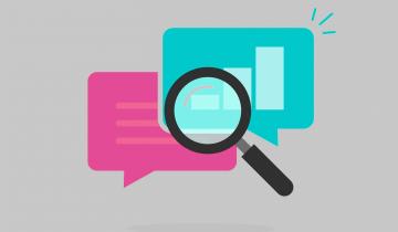 Icon of microscope against documents against gray background