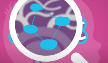 Representation of a magnifying glass magnifying the neurons in the brain