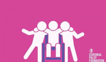 An image of three cartoon people on a pink background