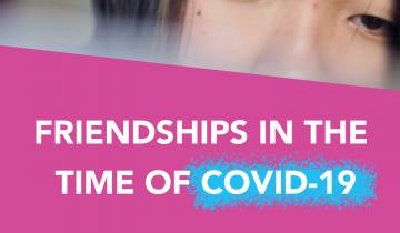 "Friendships in the Time of COVID-19" written in text below an image of writer Sarah Kim