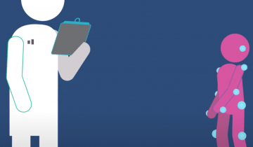 Animation depicting a doctor evaluating a patients gait