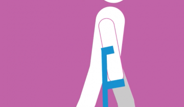 Person walking with a crutch