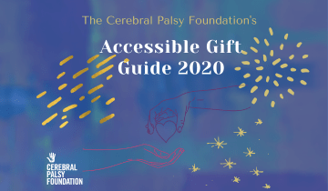 Front cover of the 2020 Cerebral Palsy Foundation Accessible Gift Guide. Purple background with gold stars