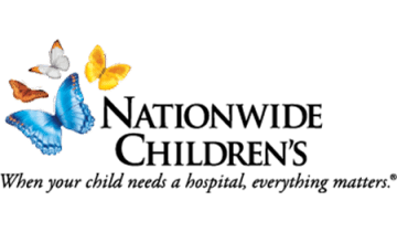 Four butterflies located in the top left above writing that says: Nationwide Children's, when your child needs a hospital everything matters