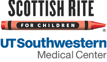 Scottish Rite written in Black Lettering over a red crayon above UT Southwestern Medical Center written in Blue.