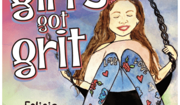 Drawing of a girl on a swing with the title This Girl's Got Grit