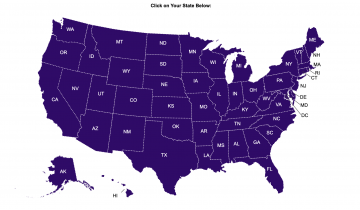 Map of the United States in Purple