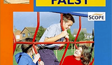 Three kids smiling and playing together on a colorful orange and blue background
