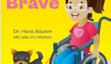 You are Brave with the illustrated image of a girl with brown hair and glasses wearing a pink shirt and blue jeans with her dog