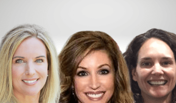 Wendy Sullivan has long blonde hair is smiling and wearing a white suit jacket, Cynthia Frisina has long brown hair and is smiling, wearing a black top and Jen Lyman has long, curly brown hair and is smiling wearing an olive green top.