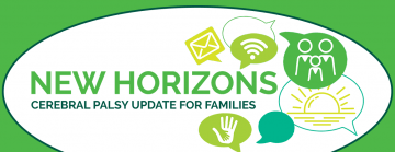 Logo for the New Horizons Virtual Town Hall Educational Series. Green Background with speech bubbles