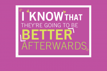 "I know that they're going to get better after" in white and yellow text over a pink background