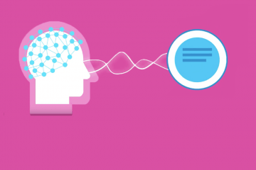 Figure of head with EEG cap on connecting to machine to deliver messages