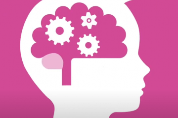 Representation of the brain illustrating with images of cogs inside