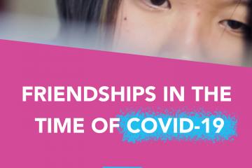 "Friendships in the Time of COVID-19" written in text below an image of writer Sarah Kim