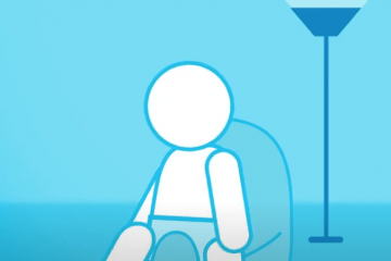 Representation of an infant seated near a lamp