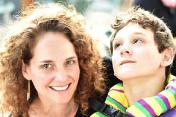 Photo of Jennifer Lyman and her son with the copy Cerebral Palsy Health by Jennifer Lyman across to the top of the image