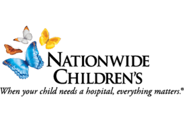 Four butterflies located in the top left above writing that says: Nationwide Children's, when your child needs a hospital everything matters 