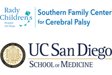 Rady Children's Hospital San Diego written with blue lettering with a symbol of a kite in blue