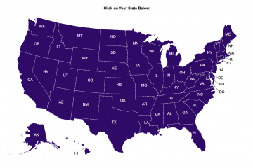 Map of the United States in Purple